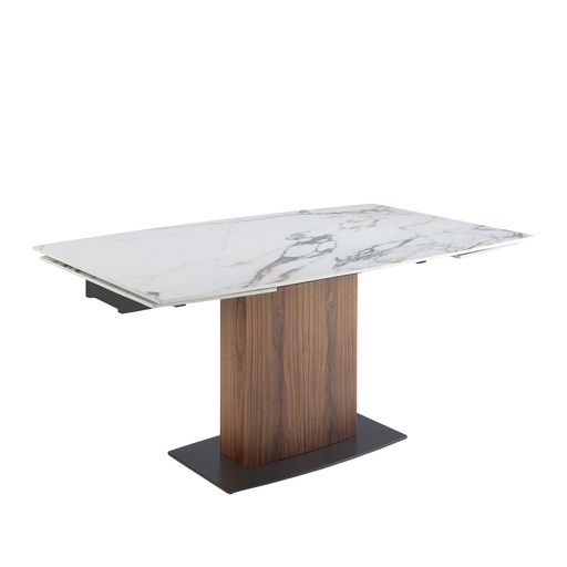 [1133] Rozkładany stół do jadalni owalna lufa marmur porcelanowy i orzech włoski