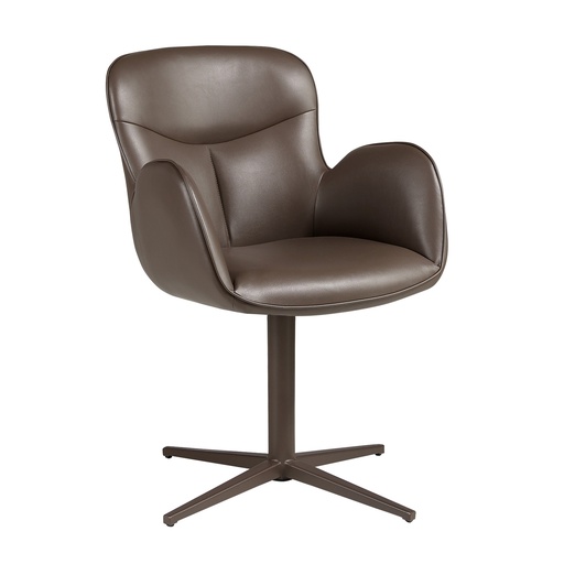 [4205] Swivel chair in chocolate brown leatherette