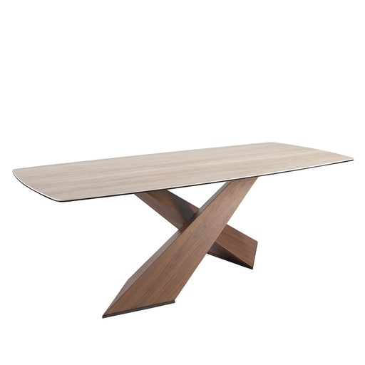 [1175] Ovaal eettafelblad van porselein en notenhout