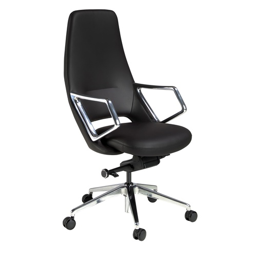 [4218] Obrotowe krzesło biurowe z czarnej skóry ekologicznej