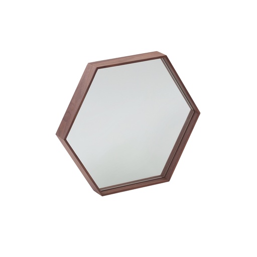 [3039] Hexagonal walnut wall mirror