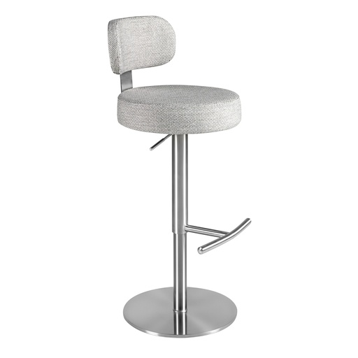 [4230] Tabouret pivotant en tissu gris clair marbré