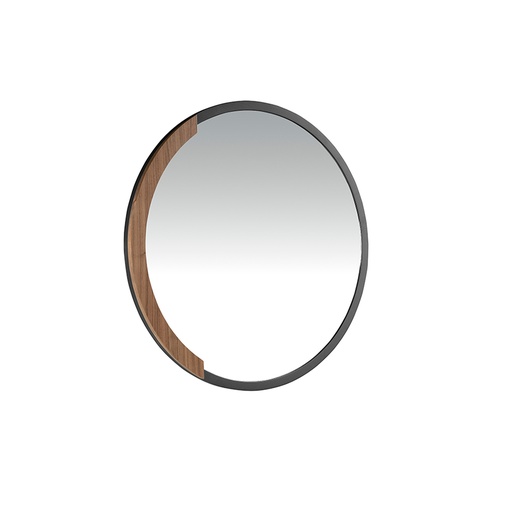 [3247] Miroir mural rond acier noir