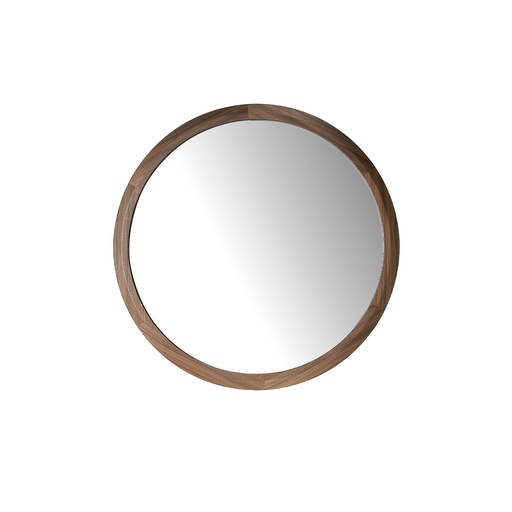 [3084] Round walnut wall mirror