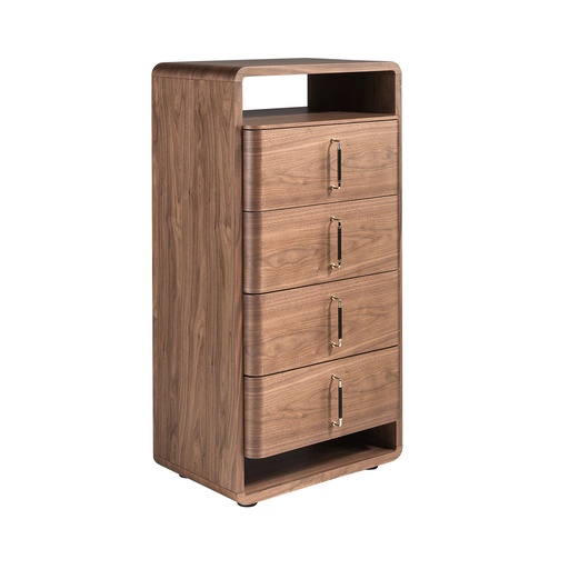 [7227] Walnut and black PVC chest of drawers