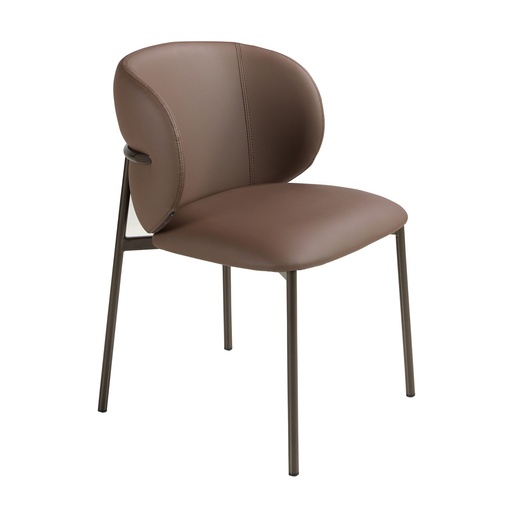 [4239] Dark brown leatherette chair