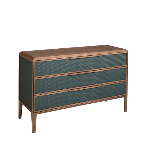 [7150] Dark green and walnut pvc chest of drawers