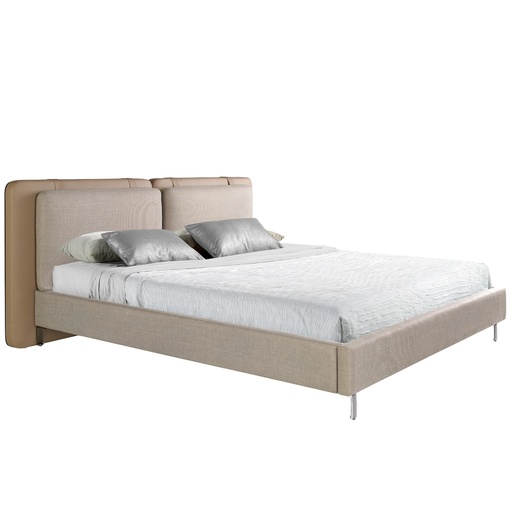 [7154] Mink leatherette and grey fabric bed