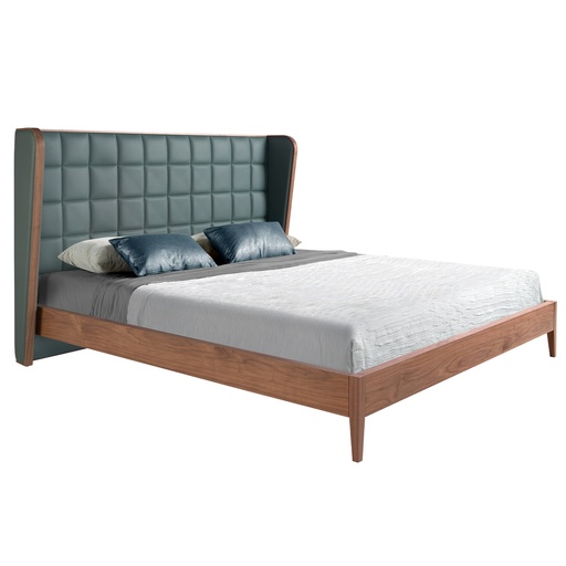 [7148] Dark green leatherette bed