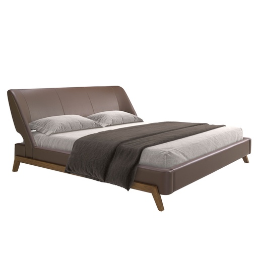 [7159] Chocolate brown leatherette bed