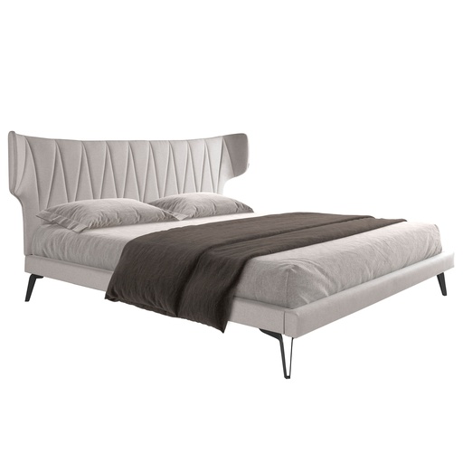 [7160] Light grey fabric bed