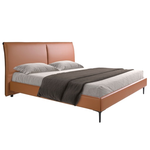 [7158] Brown leatherette bed