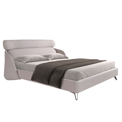 [7161] Light grey fabric bed