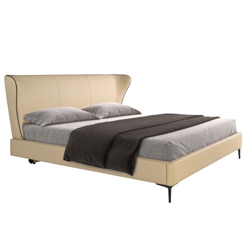 [7157] Cream leatherette bed