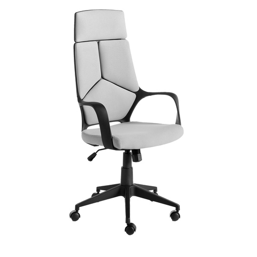 [4076] Office swivel chair light grey fabric and black pvc