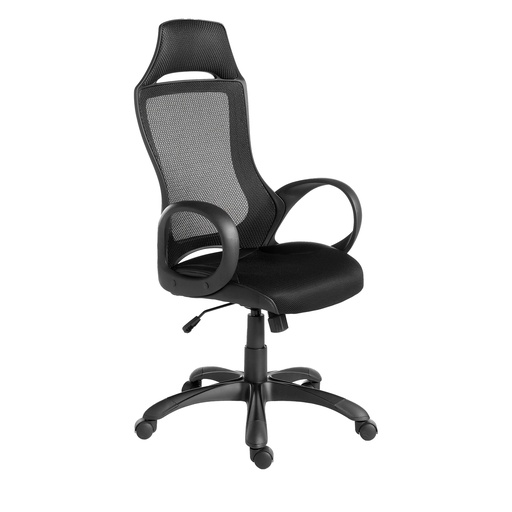 [4074] Black fabric swivel office chair