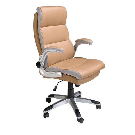 [4141] Brown leatherette swivel office chair