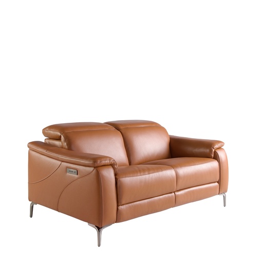 [6180] 2-Sitzer-Relaxsofa aus braunem Leder