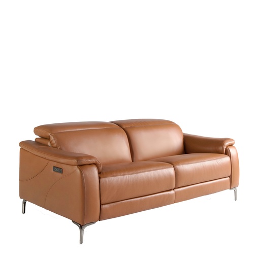 [6181] 3-Sitzer-Relaxsofa aus braunem Leder