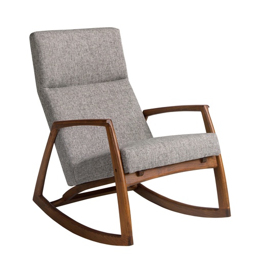 [5106] Grey fabric rocking chair