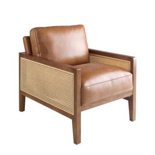 [5113] Fauteuil en cuir marron