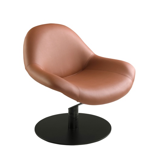 [5116] Brown leatherette swivel armchair