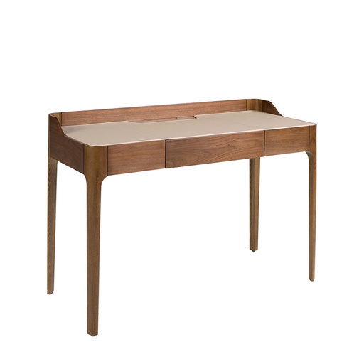 [7147] Bureau avec plateau en simili cuir et noyer