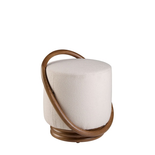 [5110] White fabric pouffe