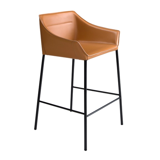 [4145] Brown leatherette stool