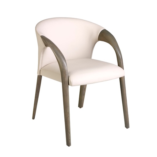 [5122] Chaise en similicuir crème