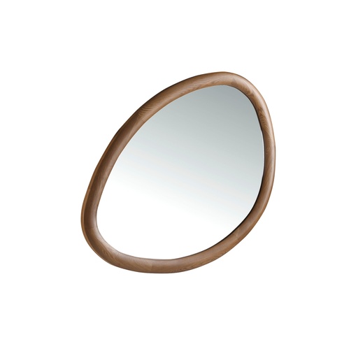 [3245] Wandspiegel organische Form walnussfarbenes Holz