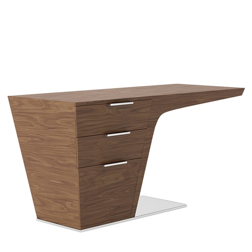 [3012] Walnut desk with chrome-plated steel base