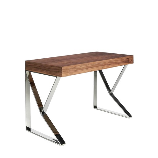 [3015] Walnut and chrome-plated steel desk