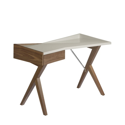 [3018] Bureau en noyer avec plateau en bois gris