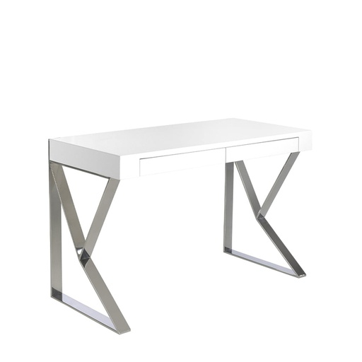 [3014] White wood and chromed steel desk