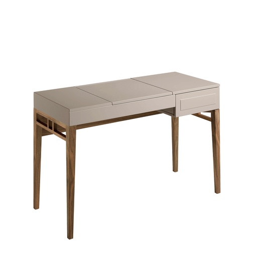 [7001] Grey wood and walnut dressing table with mirror