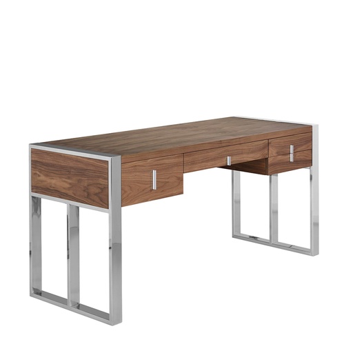 [3135] Walnut and chrome-plated steel desk