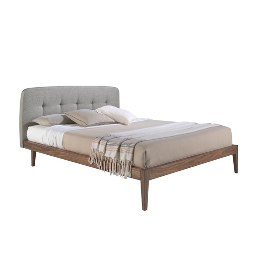 [7013] Grey fabric tufted bed