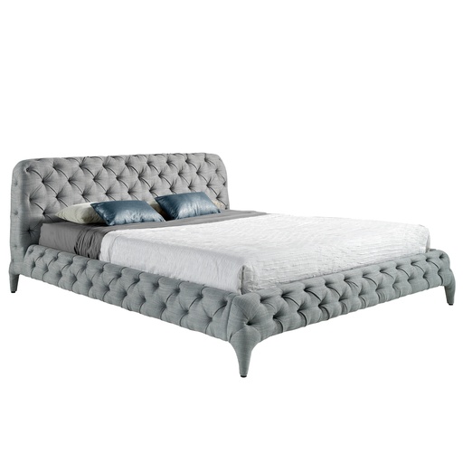 [7029] Upholstered bed in grey fabric