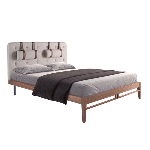 [7034] Grey fabric tufted bed