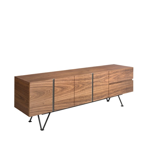 [3260] Walnut and black steel TV stand