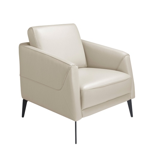 [5094] Fauteuil en cuir gris taupe