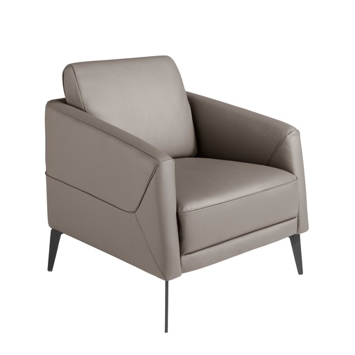 [5134] Fauteuil en cuir gris foncé