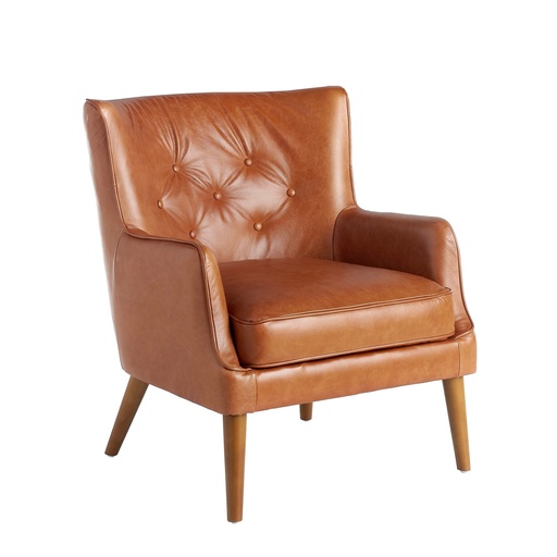 [5053] Brown leather chester armchair