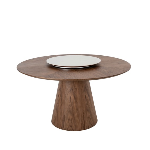 [1016] Table à manger ronde rotative noyer