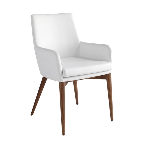 [4006] White leatherette chair