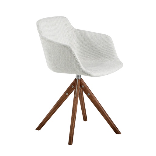 [4059] Beige fabric swivel chair