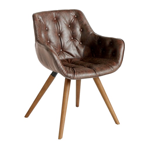 [4073] Chocolate brown leatherette chair