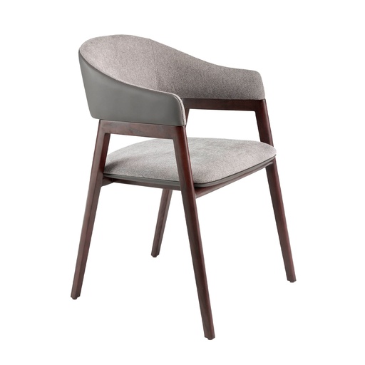 [4091] Grey fabric and dark mink leatherette chair