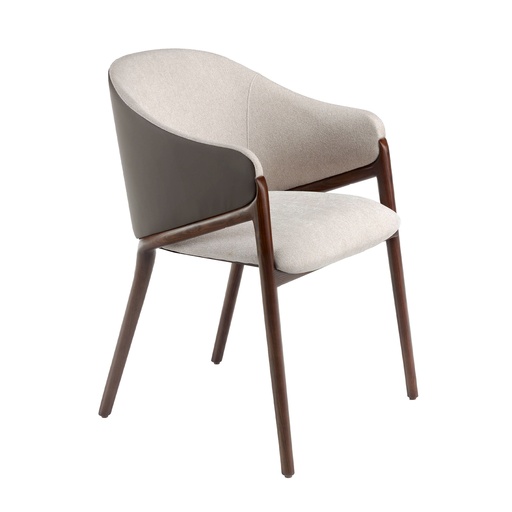 [4090] Beige fabric and dark mink leatherette chair